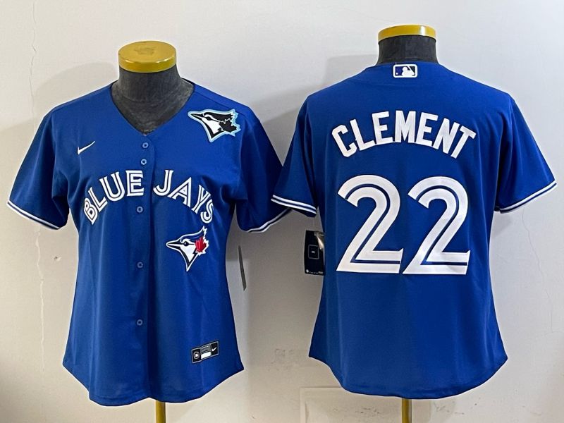 Women 2025 Nike Toronto Blue Jays #22 Clement Blue Game MLB Jersey 04->women mlb jersey->Women Jersey